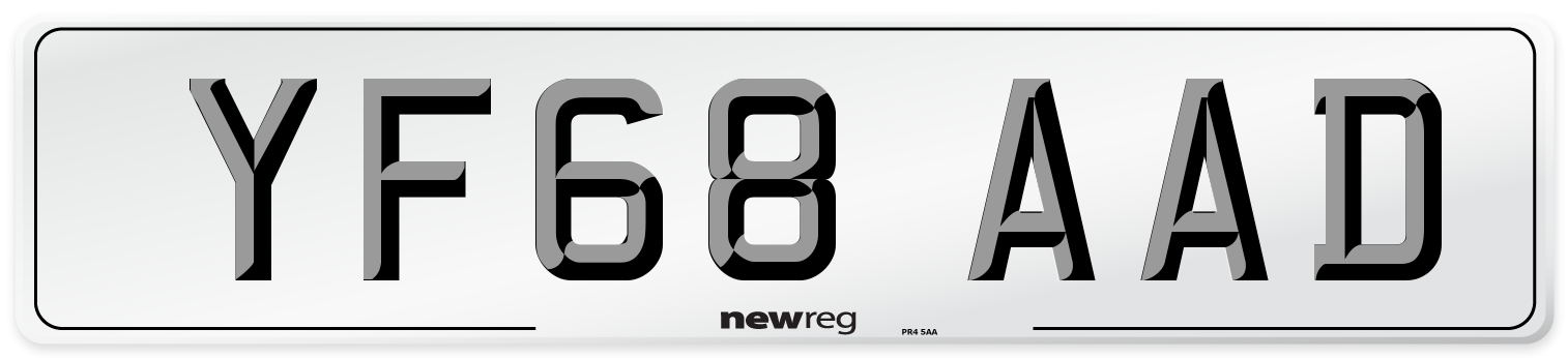 YF68 AAD Number Plate from New Reg